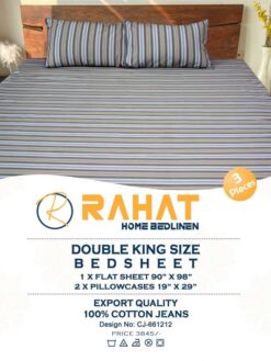 Khaki-Blue-and-White-Stripes bedsheet
