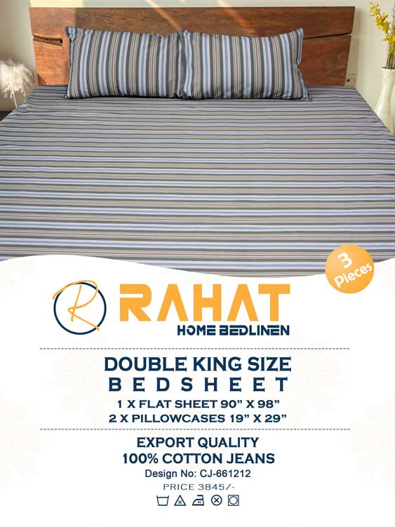 Khaki-Blue-and-White-Stripes bedsheet
